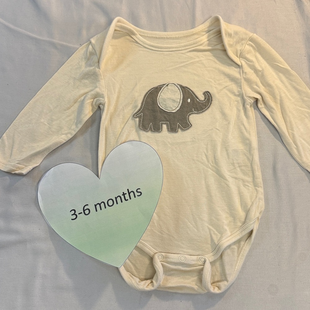 Silkberry - Baby Bamboo Long Sleeve Onesie - Mocha El. Size 3-6 months